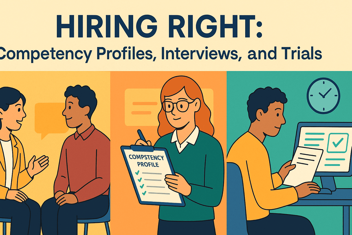 HIRING RIGHT: HOW TO BUILD COMPETENCY PROFILES, INTERVIEW EFFECTIVELY, AND TEST THROUGH TRIALS